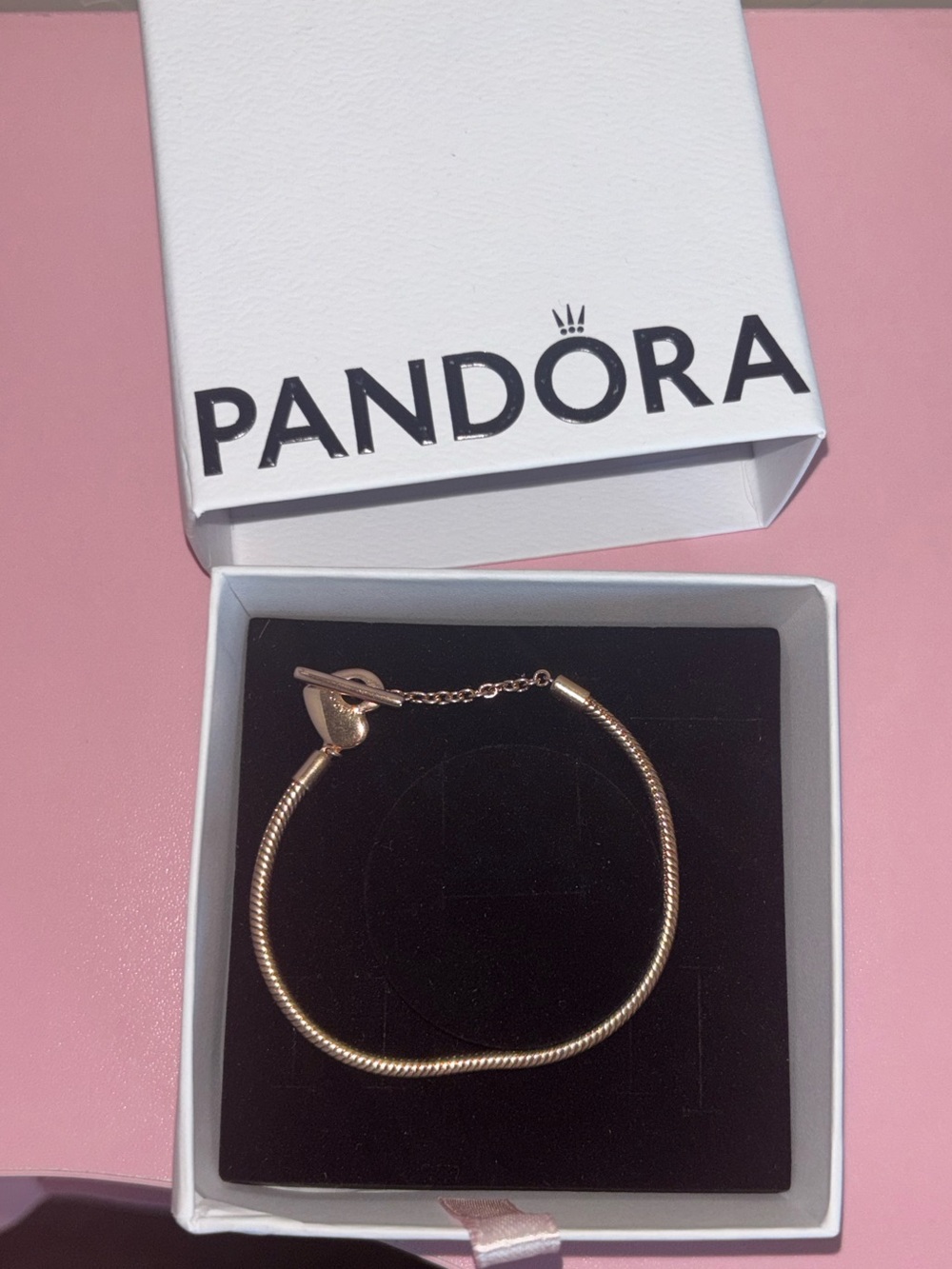 Pandora Moments Heart T- Bar Snake Chain Bracelet